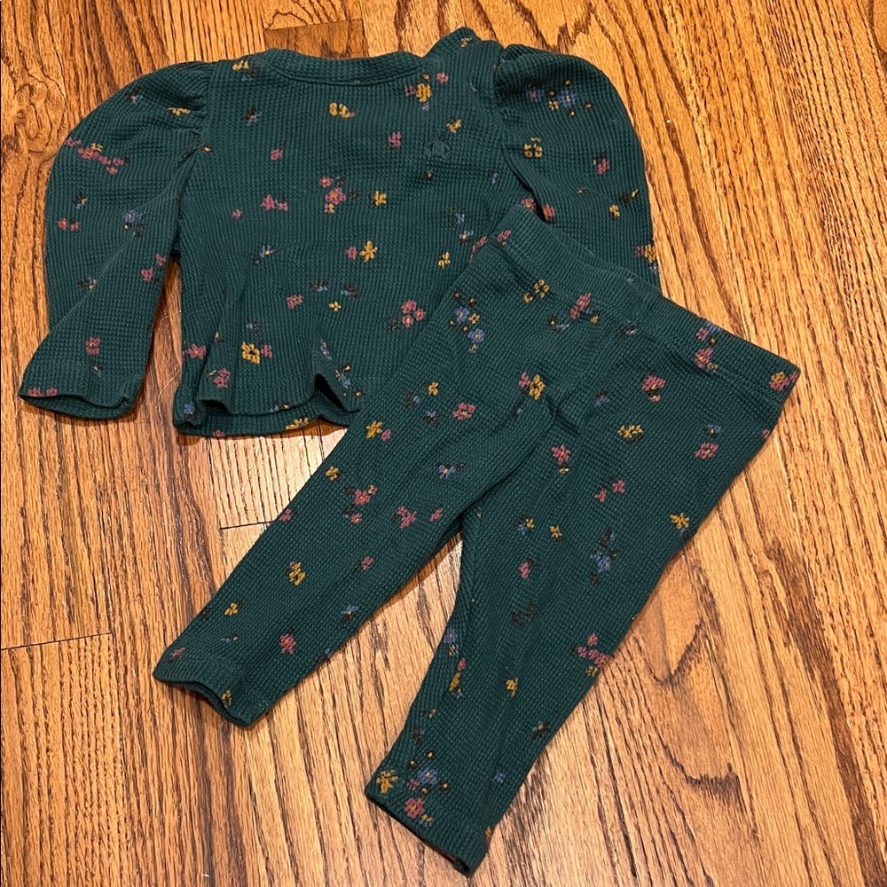 Baby GAP Floral Green Knit Baby Outfit Long Sleeve 3-6M